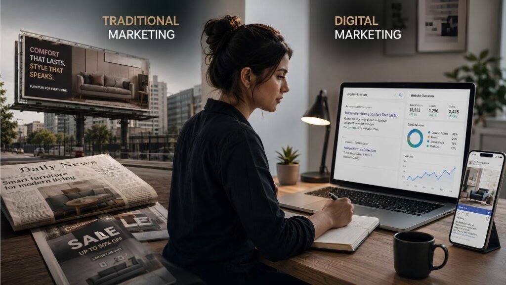 Traditional Marketing vs Digital Marketing: How Businesses Reach Customers Online